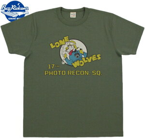 BUZZ RICKSON'S/�o�Y���N�\���Y SLUB YARN T-SHIRT�g17th PHOTO RECON. SQ.�h �X���u�V���J�b�g�\�[/�����v�����gT�V���c OLIVE(�I���[�u)/BR78164