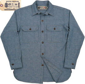 MFSC“NAVAL CLOTHING TAILOR” 5oz. BLUE CHAMBRAY“M37 SNIPES” (Mister Freedom×Sugar Cane/ミスターフリーダム×シュガーケーン)長袖シャンブレーシャツ 421 A/BLUE(ワンウォッシュ)/SC28491