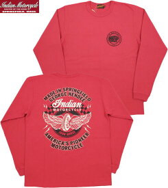 INDIAN MOTORCYCLE/インディアンモーターサイクル L/S T-SHIRT“FLYING WHEEL” 長袖バックプリントTシャツ RED(レッド)/IM68452