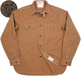 SUGAR CANE/シュガーケーン FICTION ROMANCE 8.5oz. BROWN WABASH STRIPE WORK SHIRT フィクションロマンス・8.5オンス・ブラウン ウォバッシュストライプ ワークシャツ A/BROWN(ワンウォッシュ)/Lot No. SC28516