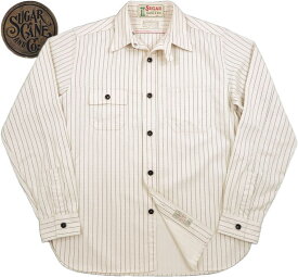 SUGAR CANE/シュガーケーン FICTION ROMANCE 8.5oz. WHITE WABASH STRIPE WORK SHIRT フィクションロマンス・8.5オンス・ホワイト ウォバッシュストライプ ワークシャツ A/WHITE(ワンウォッシュ)/Lot No. SC27076