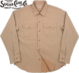 SUGAR CANE/シュガーケーン COKE STRIPE L/S WORK SHIRT 長袖コークストライプ ワークシャツ BEIGE(ベージュ)/Lot No. SC28652