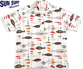 SUN SURF/サンサーフ COOLMAX PULLOVER BUTTON DOWN SHIRT“CALDERESQUE MOBILE OF FISH” クールマックス プルオーバーボタンダウンシャツ/鹿の子ポロシャツ/ハワイアンポロシャツ/ポロアロハ 105)OFF WHITE(オフホワイト)/SS78723