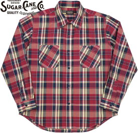 SUGAR CANE/シュガーケーン MADRAS CHECK L/S WORK SHIRT マドラスチェック長袖シャツ/マドラスチェックシャツ/マドラスシャツ RED(レッド)/SC28645