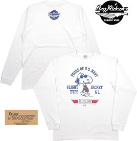 BUZZ RICKSON'S×PEANUTS/バズリクソンズ×ピーナッツ L/S T-SHIRT “PRIDE OF U.S. NAVY” 長袖スヌーピープリントTシャツ WHITE(ホワイト)/Lot No. BR69077