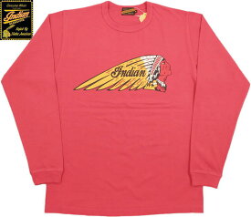 INDIAN MOTORCYCLE/インディアンモーターサイクル L/S T-SHIRT “INDIAN HEAD” 長袖プリントTシャツ/カットソー RED(インディアンレッド)/Lot No. IM69056