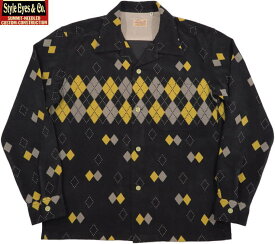STYLE EYES/スタイルアイズ Mid 1950s Style Corduroy Sports Shirt “ARGYLE” アーガイル柄コーデュロイ オープンカラーシャツ/スポーツシャツ 119) BLACK(ブラック)/Lot No. SE28971