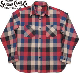 SUGAR CANE/シュガーケーン TWILL CHECK L/S WORK SHIRT ツイルチェック ワークシャツ/チェックシャツ/綿ネルシャツ 165) RED(レッド)/Lot No. SC28958