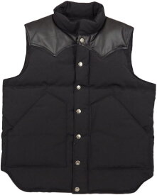 SUGAR CANE/シュガーケーン LEATHER YOKE T/C DOWN VEST レザーヨークダウンベスト 119)BLACK/BLACK(ブラック×ブラック)/Lot No. SC15222