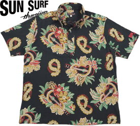 SUN SURF/サンサーフ COOLMAX PULLOVER BUTTON DOWN SHIRT “MACINTOSH UKULELE” クールマックス プルオーバーハワイアンシャツ/鹿の子ポロシャツ/ハワイアンポロシャツ/ポロアロハ BLACK(ブラック)/Lot No. SS78965