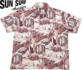 SUN SURF/サンサーフ COOLMAX PULLOVER BUTTON DOWN SHIRT “HAWAIIAN HISTORY” クールマックス プルオーバーハワイアンシャツ/鹿の子ポロシャツ/ハワイアンポロシャツ/ポロアロハ RED(レッド)/Lot No. SS79005