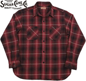 SUGAR CANE/シュガーケーン TWILL CHECK L/S WORK SHIRT ツイルチェック ワークシャツ/チェックシャツ/綿ネルシャツ 165) RED(レッド)/Lot No. SC29149