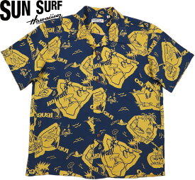 SUN SURF/サンサーフ S/S RAYON HAWAIIAN SHIRT “SHOWING HAWAIIAN ISLAND” 半袖レーヨン・アロハシャツ/ハワイアンシャツ「ショウイング ハワイアン アイランド」 128) NAVY(ネイビー)/Lot No. SS39012