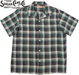 SUGAR CANE/シュガーケーン RAYON CHECK OPEN SHIRT 半袖チェックオープンシャツ/レーヨンチェックオープンシャツ 145) GREEN(グリーン)/Lot No. SC39121