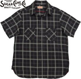 SUGAR CANE/シュガーケーン RAYON TWILL CHECK S/S WORK SHIRT 半袖レーヨンチェックシャツ/レーヨン ツイル チェックシャツ 119) BLACK(ブラック)/Lot No. SC39116