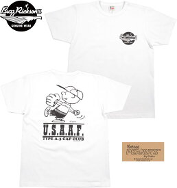 BUZZ RICKSON'S×PEANUTS/バズリクソンズ×ピーナッツ S/S T-SHIRT “USAAF A-3 CAP CLUB” スヌーピープリントTシャツ 101) WHITE(ホワイト)/Lot No. BR79137