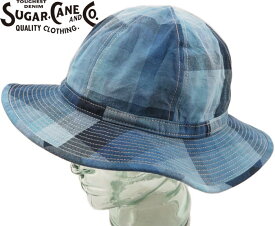 SUGAR CANE/シュガーケーン 10oz. INDIGO GRADATION CHECK WORK HAT 10オンス、インディゴ グラーデーションチェック ワークハット 421) A.NAVY(ネイビー)/Lot No. SC02744