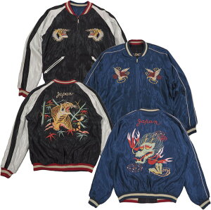TAILOR TOYO/�e�[���[�g�[���[ Early 1950s Style Acetate Souvenir Jacket �gJDRAGON HEAD�h × �gROARING TIGER�h ���o�[�V�u���E�T�e�� �X�J�W����/�A�Z�e�[�g�X�J�W���� 128) NAVY(�l�C�r�[)/Lot No. TT15491-128