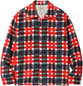 STYLE EYES/�X�^�C���A�C�Y Mid 1950s Style Flannel Sports Shirt �gPLAID�h �R�b�g���l���A�v�����g�`�F�b�N �X�|�[�c�V���c/�R�b�g�� �t�����l�� �I�[�v���V���c 165) RED(���b�h)/Lot No. SE29573