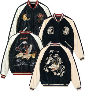 TAILOR TOYO/e[[g[[ Mid 1950s Style Velveteen (Two-tone) × Acetate Souvenir Jacket gWHITE DRAGONh × gEAGLEh ʒ2g[̃{fB XJW 128) NAVY(lCr[)/Lot No. TT15795-128