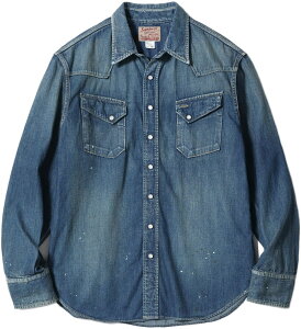 SUGAR CANE/VK[P[ BLUE DENIM WESTERN SHIRT AGED MODEL fjEFX^VcEGCWOf/u[fjEFX^ 429H) HARD WASH(n[hEHbV)/Lot No. SC29475