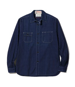 SUGAR CANE/VK[P[ FICTION ROMANCE 8.5oz. WABASH STRIPE WORK SHIRT tBNV}XE8.5IXEEHobVXgCv [NVc 421A) ONE WASH(EHbV)/Lot No. SC25551