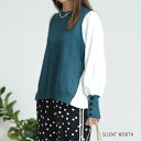 new 秋冬【即日発送】SILENT WORTH】サイドプリーツニット異素材切替プルオーバー♪（N-2493_1）普段着 おしゃれ着（ワンピース単品の価格です）ミセス ミセスファッション 大人可愛い 30代 40代 50代 60代　若見え　洋服　婦人服　可愛い服　秋冬新作