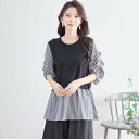 new【即日発送】TRUBE【L〜LL】レイヤード調ニットプルオーバー(N12-699A)トップス　デイリーファッション 普段着 おしゃれ着（トップ単品の価格です）ミセス ミセスファッション 大人可愛い 30代 40代 50代 60代　若見え　洋服　婦人服　可愛い服　晩夏