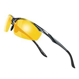 Glazata 偏光スポーツサングラス 変色調光偏光グラス 昼夜兼用・超軽量メタル UV400 紫外線カット ドライブ/野球/自転車/夜釣り/ラ