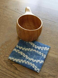 【送料無料】コースター おしゃれ キッチン 雑貨 インテリア 絞り染め コットン リネン 生地 布製 断熱 吸水性 テーブル マット 茶道 四角形 青 コップ グラス