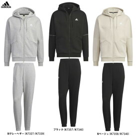 adidas（アディダス）ワーディング ルーズフィット フリース フルジップパーカー パンツ 上下セット（IJM06/IEI01）（スポーツ/カジュアル/トレーニング/フィットネス/裏起毛/セットアップ/ウェア/フード付き/男女兼用/ユニセックス）