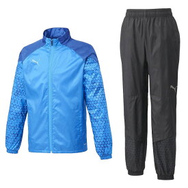 【Eブルー/Lのみ】PUMA（プーマ）TEAMCUP 裏トリコット ウーブンジャケット パンツ上下セット（658812/658813）（サッカー/フットサル/スポーツ/トレーニング/セットアップ/ウインドブレーカー/男性用/メンズ）