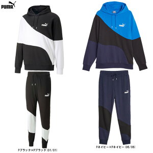 【Pネイビー/Mのみ】PUMA(プーマ)POWER キャット フーディースウェット パンツ 上下セット(675746/675667)(スポーツ/トレーニング/ランニング/セットアップ/フードあり/パーカー/ウェア/長袖/