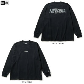 ◆メール便対応商品◆NEW ERA（ニューエラ）長袖 オーバーサイズド パフォーマンス Tシャツ Overlap Logo ブラック（14744566）（バスケ/スポーツ/トレーニング/ランニング/フィットネス/カジュアル/ロンT/トップス/ウェア/吸汗速乾/男性用/メンズ）