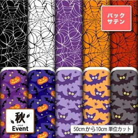 布地 生地 バックサテン ハロウィン 秋柄 かわいい おしゃれ 男の子 女の子 商用利用可 ドレス パーティバッグ コスプレ 体育祭 文化祭 舞台 発表会の衣装 ぬいぐるみ ドール 洋服 ハンドメイド 手作り 新柄 (fall_6)