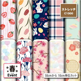 ストレッチニット生地 布 かわいい C1000 春柄 軽量 UPF50+ 防透性 吸水速乾 耐塩素 商用利用可 ハンドメイド 手作り 手芸 犬服 水着 レオタード ラッシュガード コスプレ (spring_3)