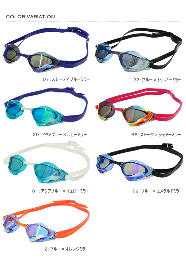 FINA承認モデルクッションなし競泳用スイムゴーグル水泳用ミラーレンズGX・SONICEYEJmizuno(ミズノ)N3JE9001