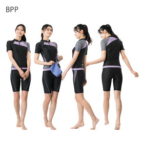 レディース フィットネス水着 袖付きセパレート 半袖 上下セット 体型カバー 女性 mihoro style ミホロスタイル 「Palette パレット」 [NKPS_NO] 343-099