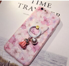 iPhoneケース iphone7　iphone8　スマホケース スマートフォン リング スパンコール 花 桜 かわいい アイホンケース