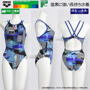 アリーナ 競泳水着 レディース 練習用 SSサイズ AS5FWM22L ネイビー×ブルー NVBL タフスーツ 練習用水着 2本の肩紐 /2025FW