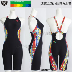 【期間限定8月11日まで15%OFF】アリーナ 競泳水着 レディース 練習用 XOサイズ AS5FWM55L ブラック×レッド BKRD タフハーフスパッツ ディズニー "ドナルド"