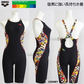 【期間限定8月11日まで25%OFF】 アリーナ 競泳水着 レディース 練習用 XOサイズ AS5SWM54L ブラック×オレンジ BKOR タフハーフスパッツ ディズニー "ミッキー"