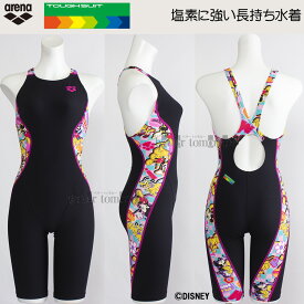 【期間限定8月11日まで25%OFF】 アリーナ 競泳水着 レディース 練習用 XOサイズ AS5SWM54L ブラック×ピンク BKPK タフハーフスパッツ ディズニー "ミッキー"