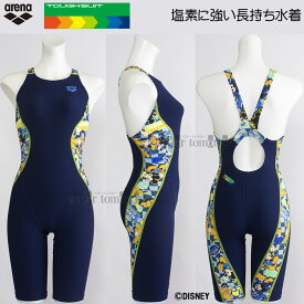 【期間限定8月11日まで25%OFF】 アリーナ 競泳水着 レディース 練習用 XOサイズ AS5SWM54L ネイビー×ブルー NVBL タフハーフスパッツ ディズニー "ミッキー"
