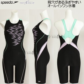 スピード speedo フィットネス水着 レディース Mサイズ SFW12304 ブラック×マイアミライラック KL ウェーブブレイク ルースン オールインワン/2024SS