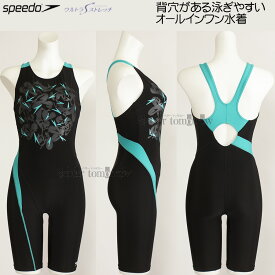 スピード speedo フィットネス水着 レディース Mサイズ SFW12351 ブラック×アクアリウム KA シャドーブーン柄 ルースン オールインワン/2024SS