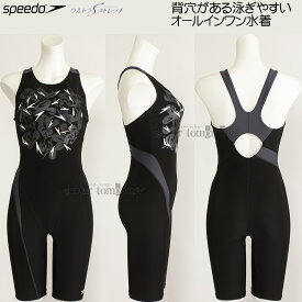 スピード speedo フィットネス水着 レディース Mサイズ SFW12351 ブラック×グレイ KG シャドーブーン柄 ルースン オールインワン/2024SS