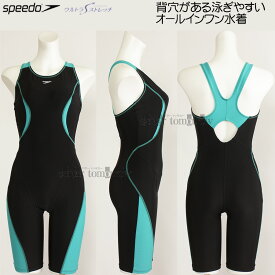 スピード speedo フィットネス水着 レディース Mサイズ SFW12355 ブラック×アクアリウム KA ルースン オールインワン/2024SS