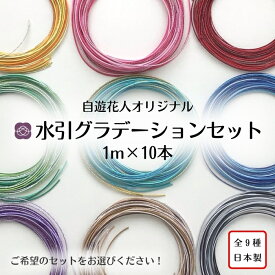 【水引グラデーションセット 1m×10本 全9種 】水引 紐 日本製 高品質 水引き mizuhiki 手芸 材料 アソート お試しセット ラメ 金 赤 ピンク 黄 青 緑 紫 茶 白 黒 素材 手芸材料 ハンドメイド 手作り 伝統工芸 長い水引 自遊花人 オリジナル水引 四季の糸
