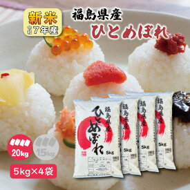 【5kg×4】新米7年産 福島県産 ひとめぼれ 20kg お米 大容量 お買い得 白米 精米 1等米 生活応援米 福島復興支援米